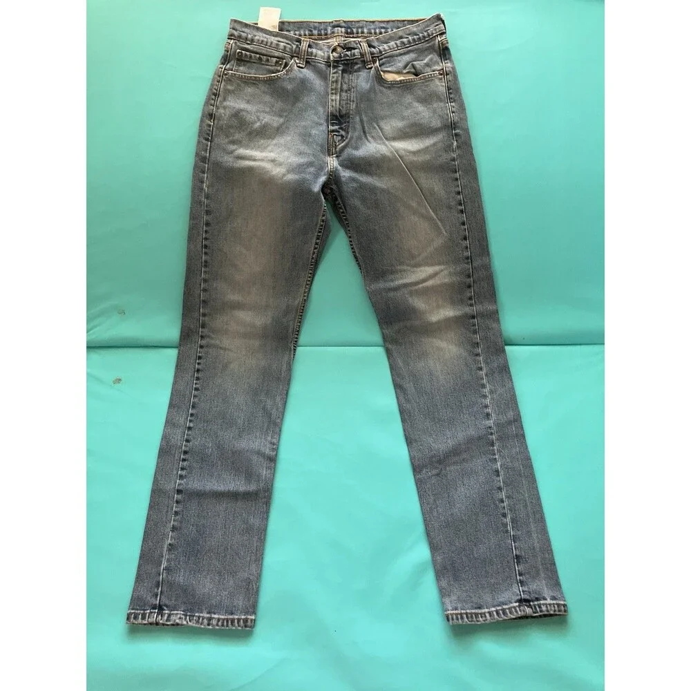 Levi's Men's Blue Denim Straight Leg Jeans Regular Fit Mid Rise Medium Wash